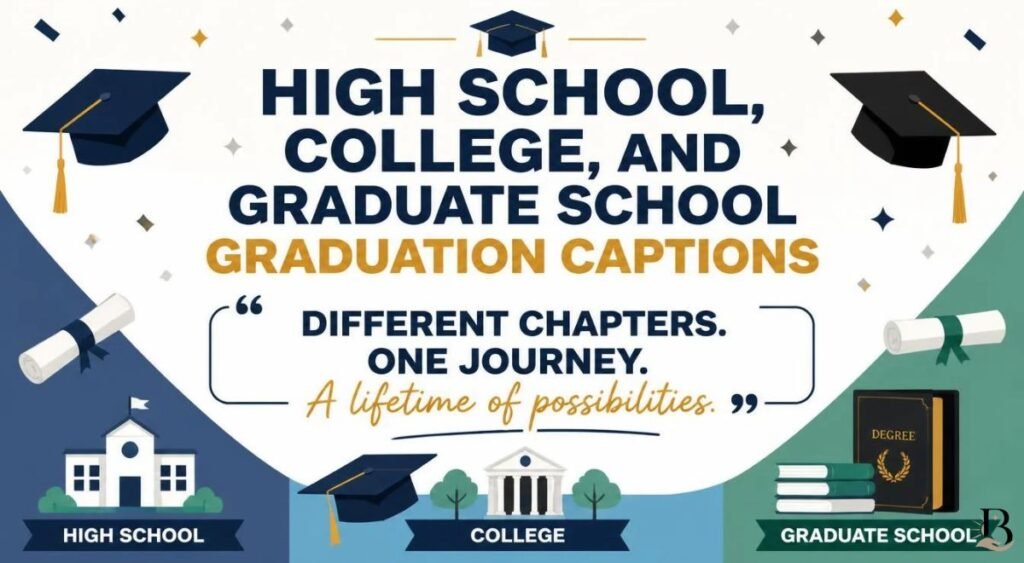 High School, College, and Graduate School Graduation Captions